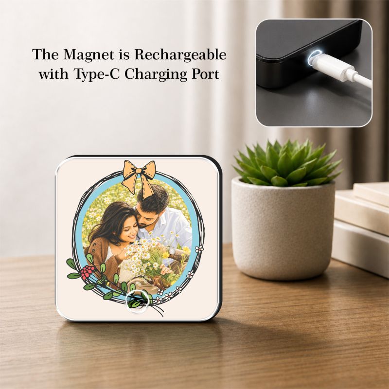 Personalized Photo & Music Plaque Customized Musical Fridge Magnet Frame with Your Photo & Song Anniversary, Birthday & Valentine’s Day Gift for Couples